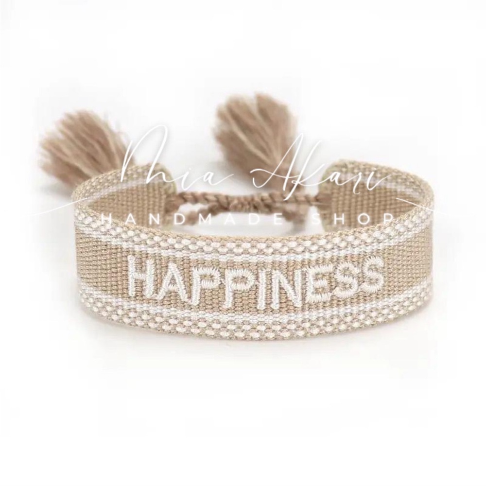Happiness Bohemia Embroidery letter tassel
Bracelet handmade Adjustable Rope
